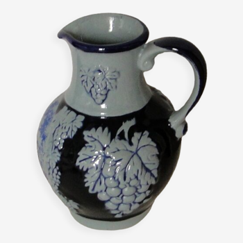 Cobalt blue faience wine pitcher west germany