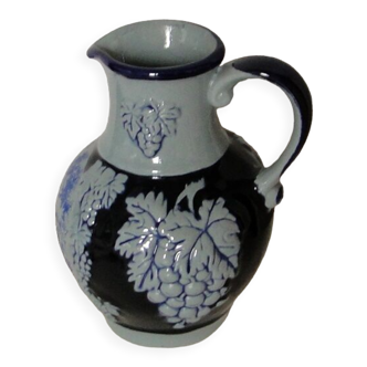 Cobalt blue faience wine pitcher west germany