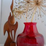 Scandinavian Mid-Century Modern Red Glass Vase by Erik Höglund