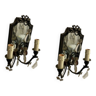 Bronze Mirrored Sconces Set of 2 1950’s