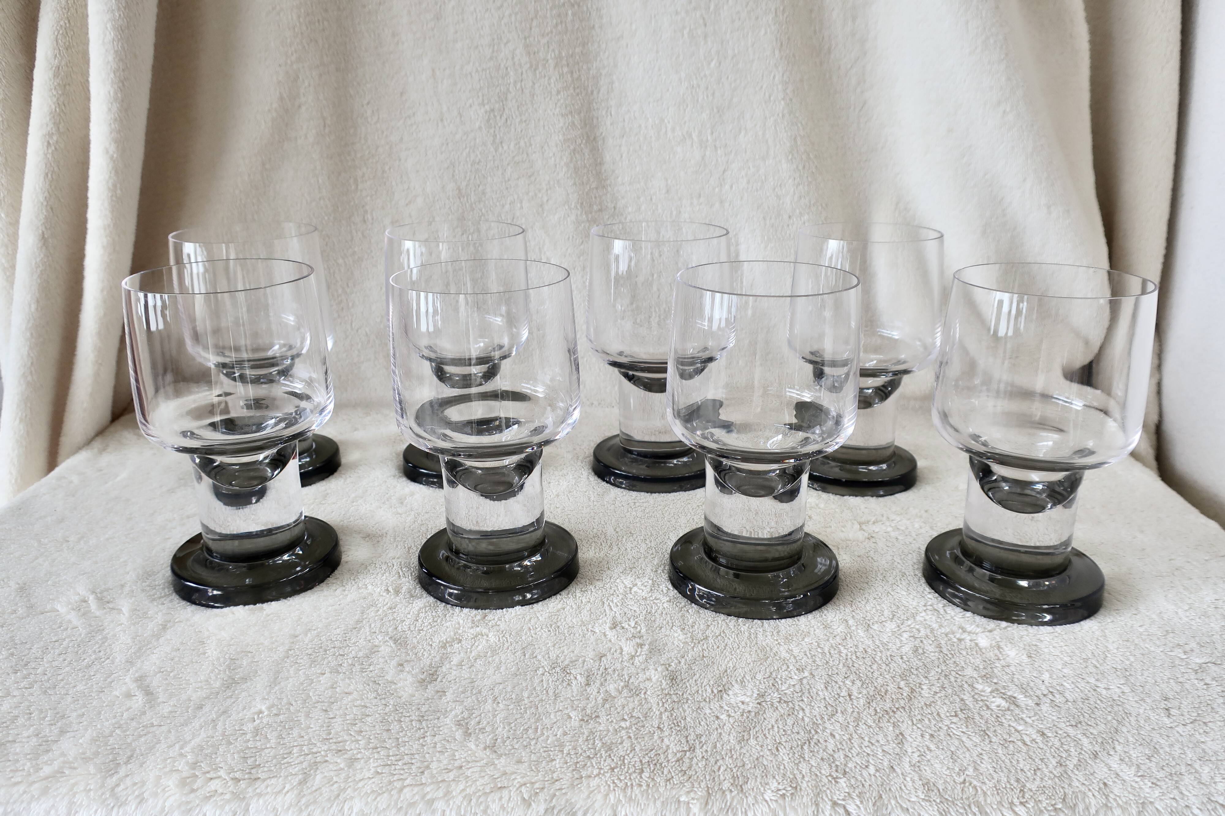 8 Scandinavian Drinking Glasses in Crystal 1970s