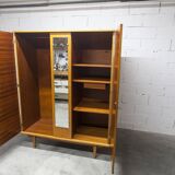 1970 Scandinavian wardrobe with shelves and mirror, 21x126, 2 doors.