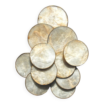 Set of 8 coasters & 3 mother-of-pearl bottle coasters