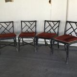 Lot de 4 chaises en bois façon bambou