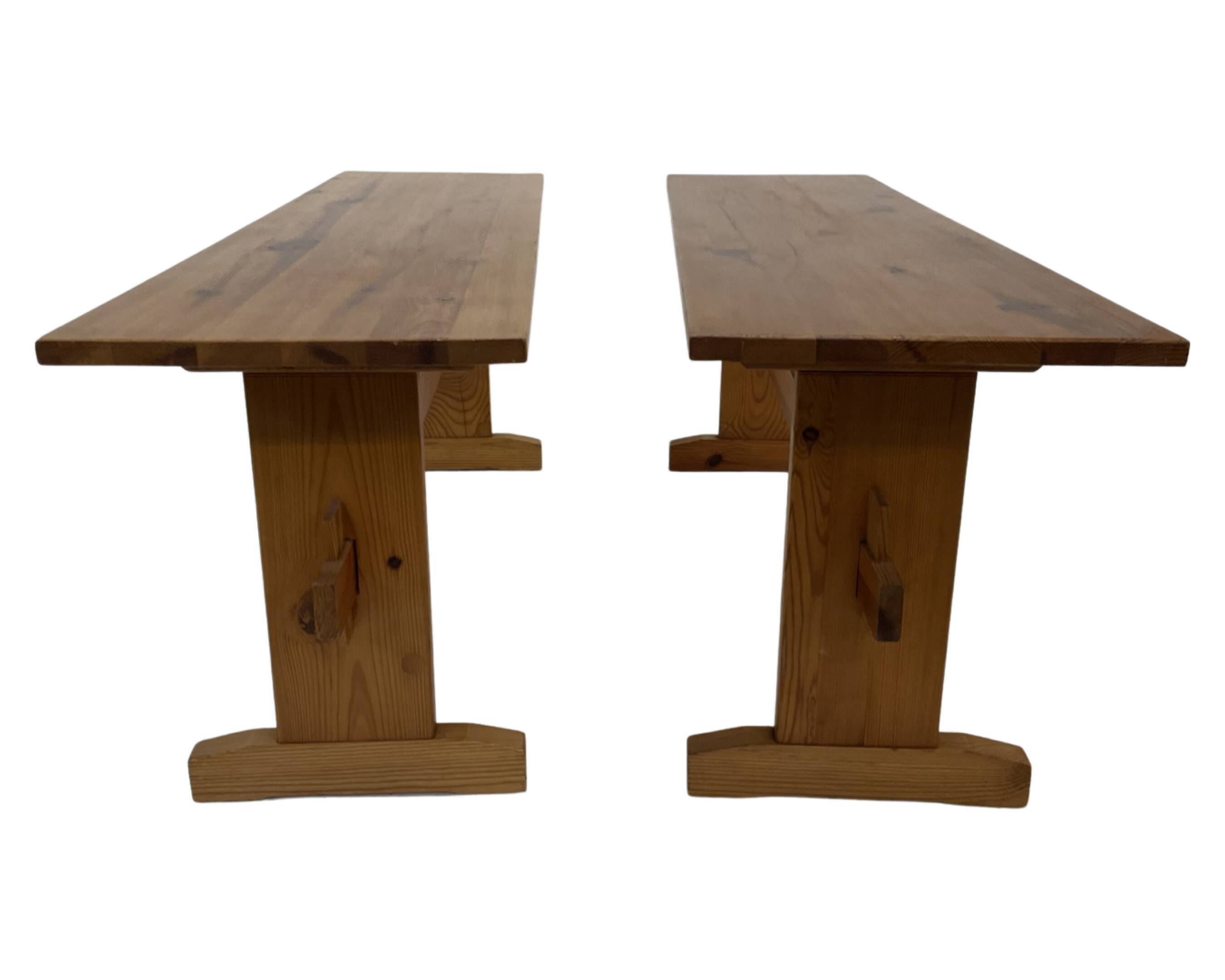 Vintage Scandinavian modern pinewood bench from the 1960's