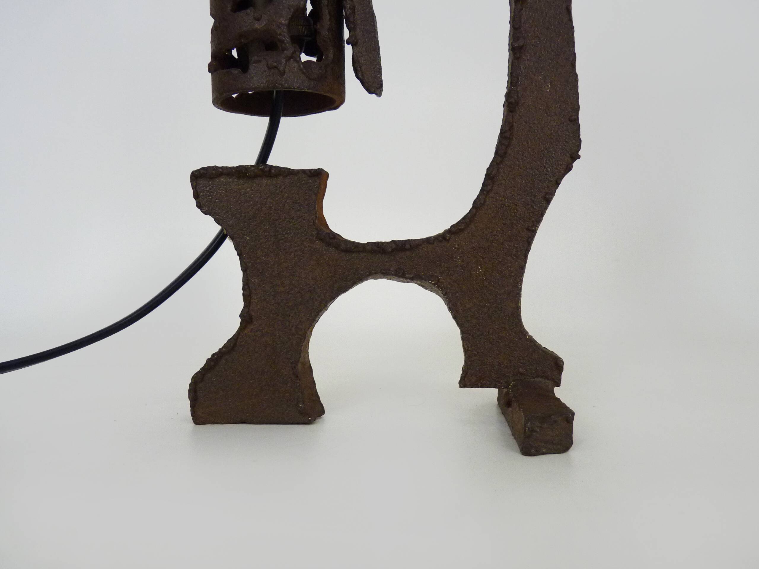 Pair of brutalist cast iron lamps, 1960s