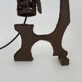 Pair of brutalist cast iron lamps, 1960s