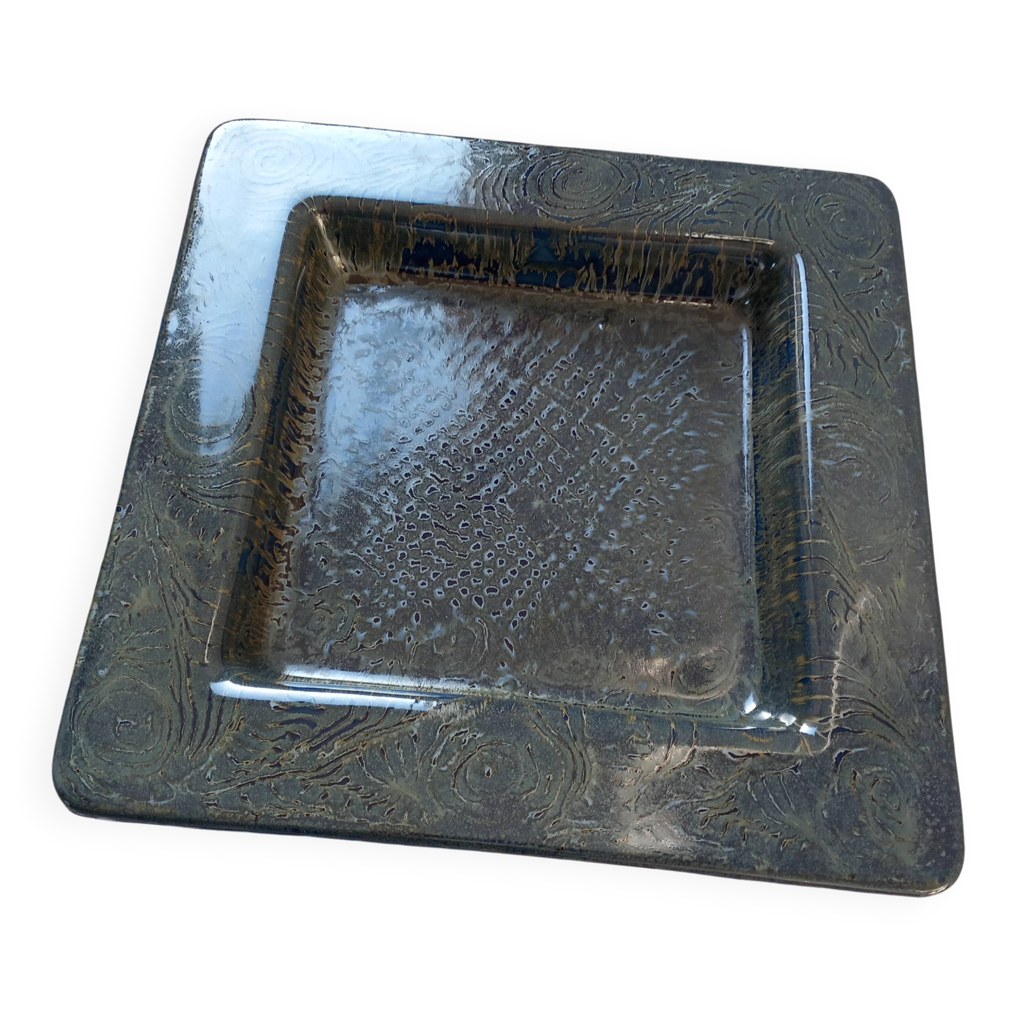 Centrepiece or large ceramic catchall in glazed ceramic signed Vila Clara.