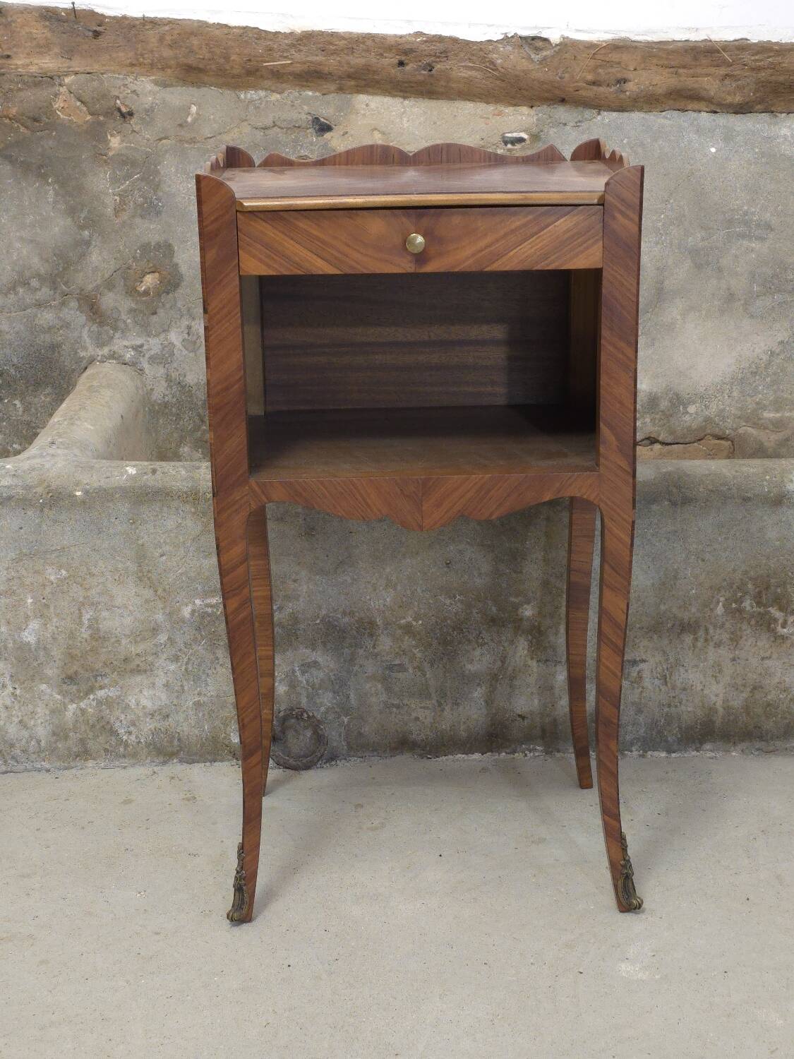 Louis XV style marquetry bedside table