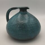 Ball-shaped vase in blue enamelled stoneware by Gérard HOFFMANN