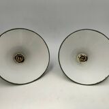 2 enameled sheet metal cone pendants
