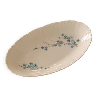 Plat ovale ravier myosotis fleurs bleues Jammet Seignolles