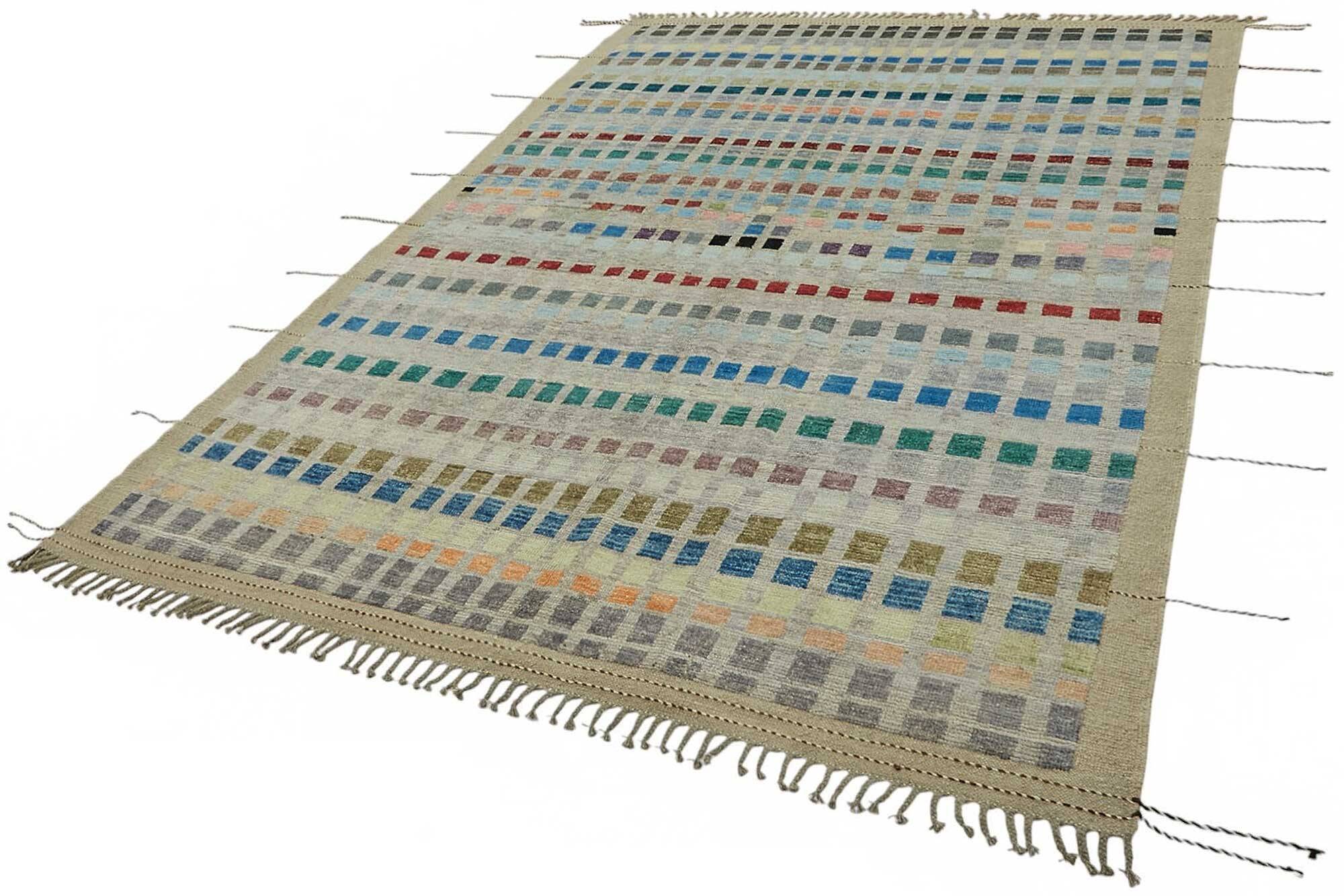 Handwoven Turkish Rustic 211 cm x 305 cm Multicolor Wool Carpet