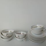 Set of 7 Limoges porcelain cups and saucers