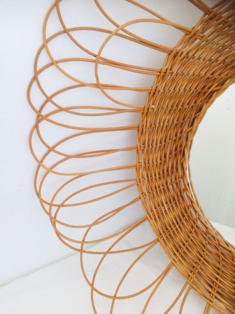 Vintage rattan mirror  50x55cm