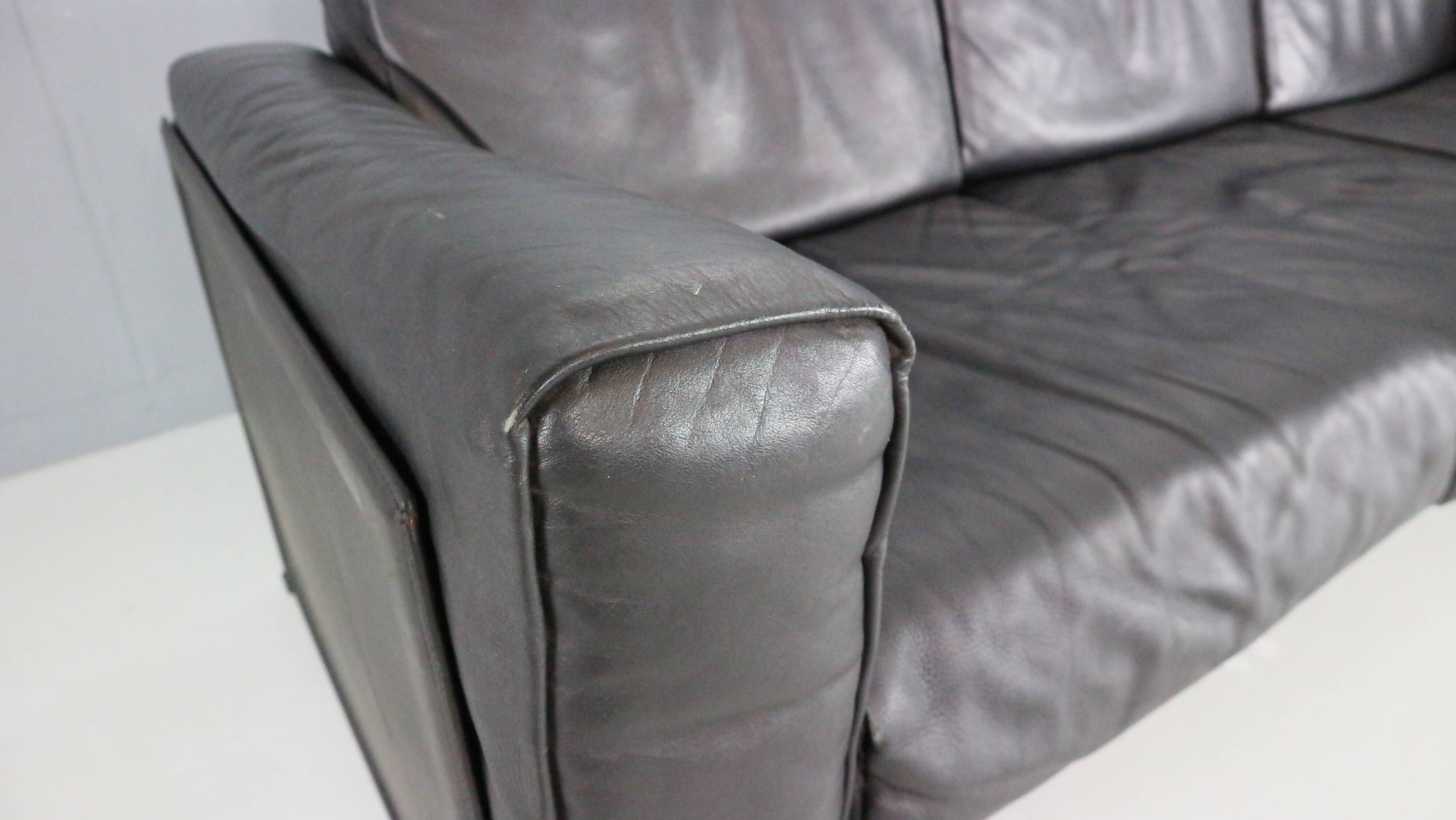 Tito Agnoli 3-Seater Korium Sofa for Matteo Grassi – Black Leather
