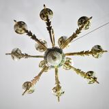 Manila, large size 12 light Italian vintage ceramic chandelier, 1960