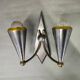 Czech Cubist Art Deco Wall Lamp, Metal and Wood, 1930s