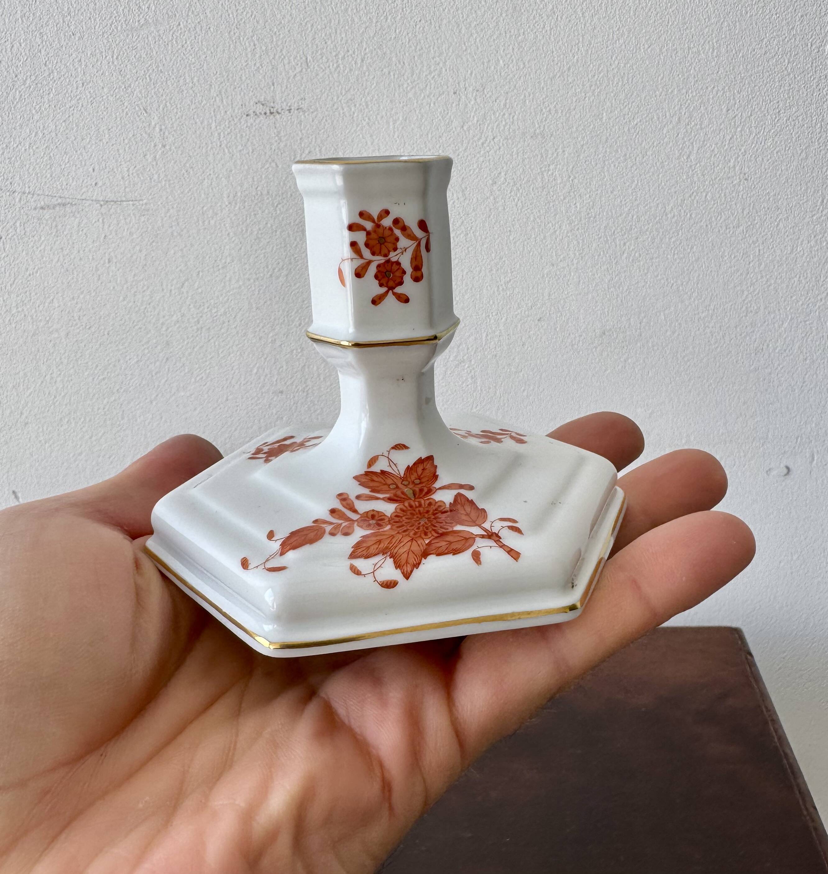 Porcelain Candlestick Orange by Herend
