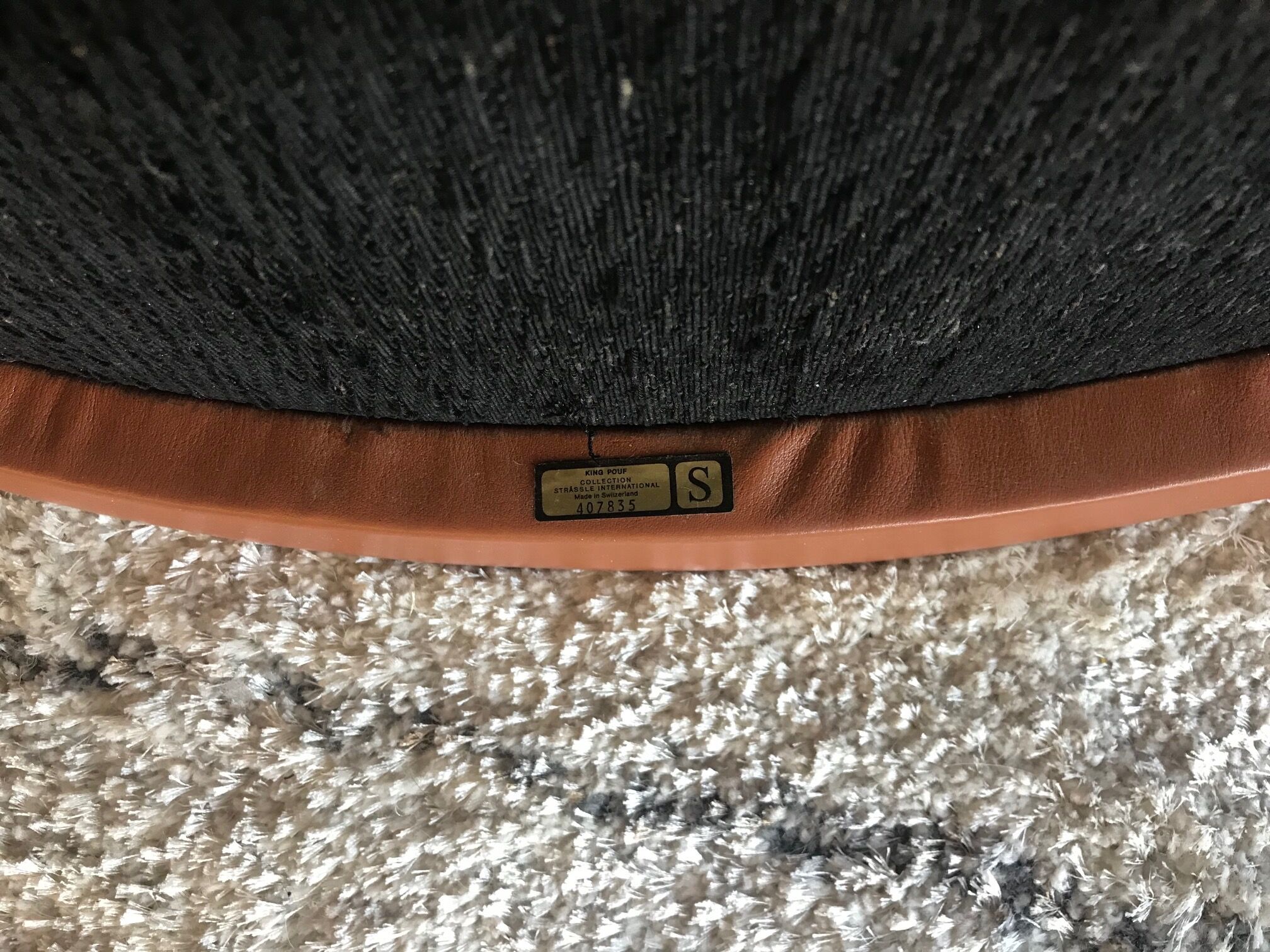 Ottoman model " King" in brown whiskey leather by Roger Vandenbeuck for Strassle , SWITZERLAND