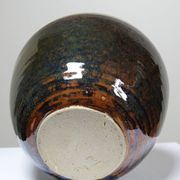 Small vintage/antique vase, very fine stoneware, flamed glaze, signature art ceramic