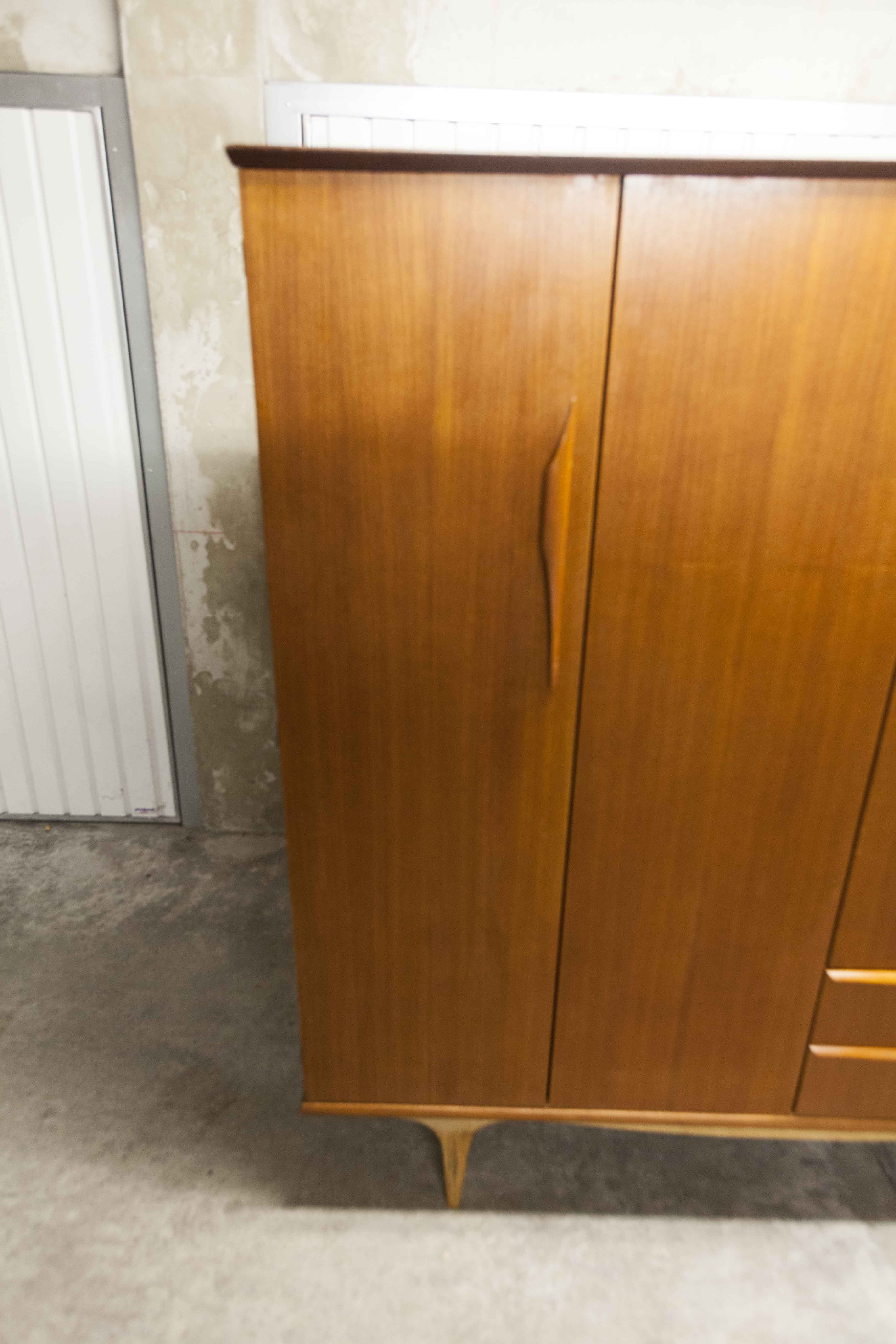 Scandinavian teak cabinet 1960 with mounting plan