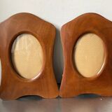 Pair of antique  identical art deco mahogany wooden frames measurements each  25 cm x 17.5 cm  convex glasses