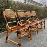 4 bamboo chairs and cannage
