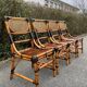 4 chaises en bambou et cannage