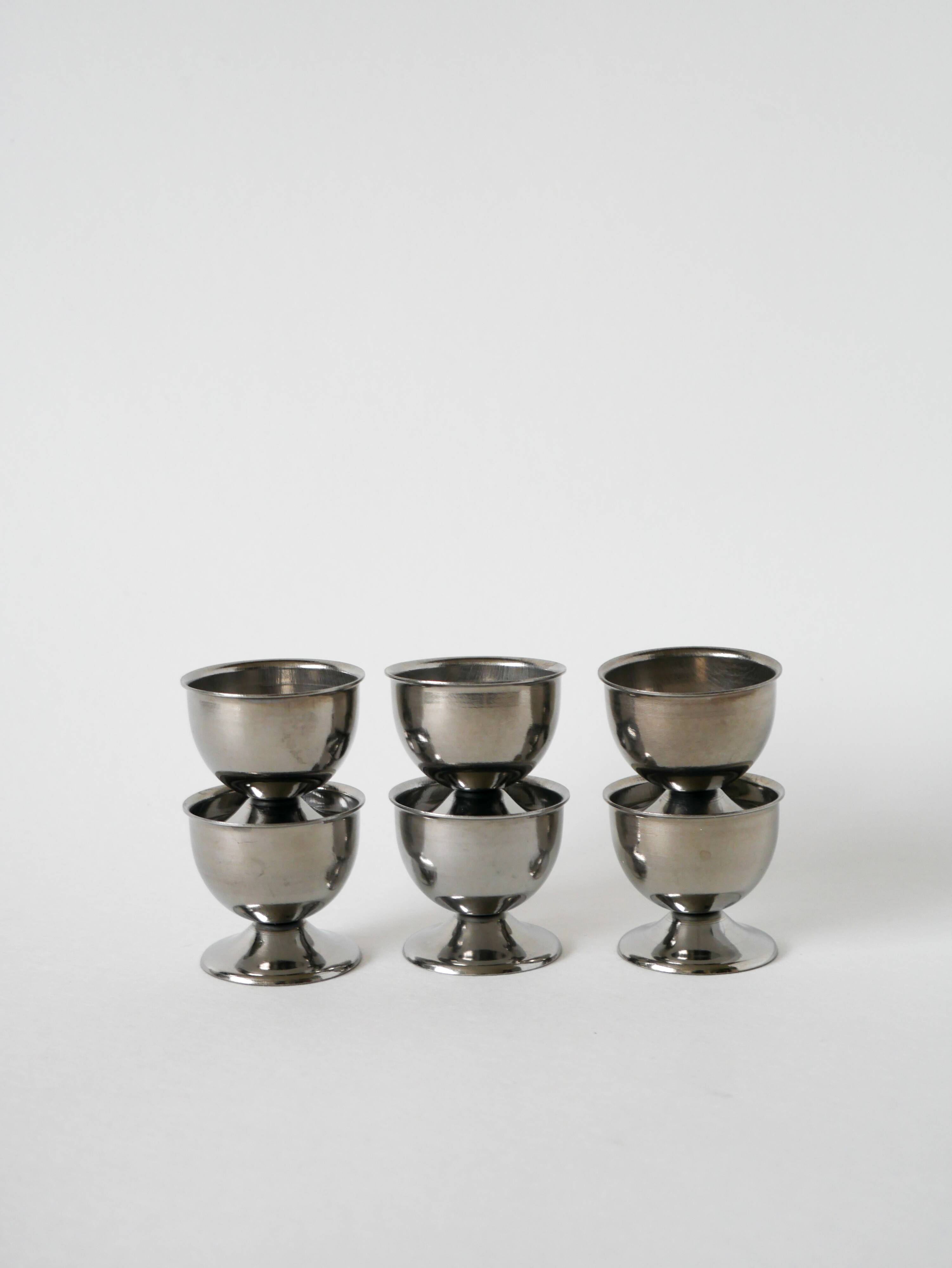 Set of 6 stainless steel egg cups, Design, 1970