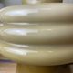 Pair Mid Century Modern olive green hlass table lamps