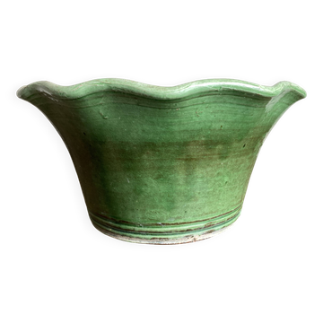 Jardinière ondulée cache pot XL en terre vernissée Provence