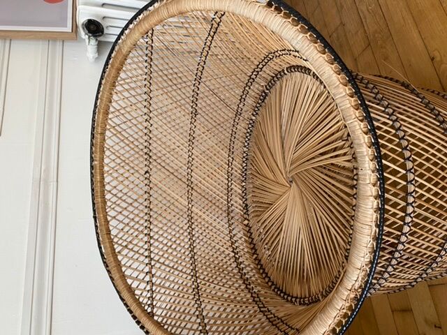 Duo of Emmanuelle armchairs in wicker