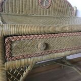 Desk, rattan and vintage wicker