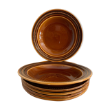 6 toulouse brown hollow plates made of St Amand earthenware