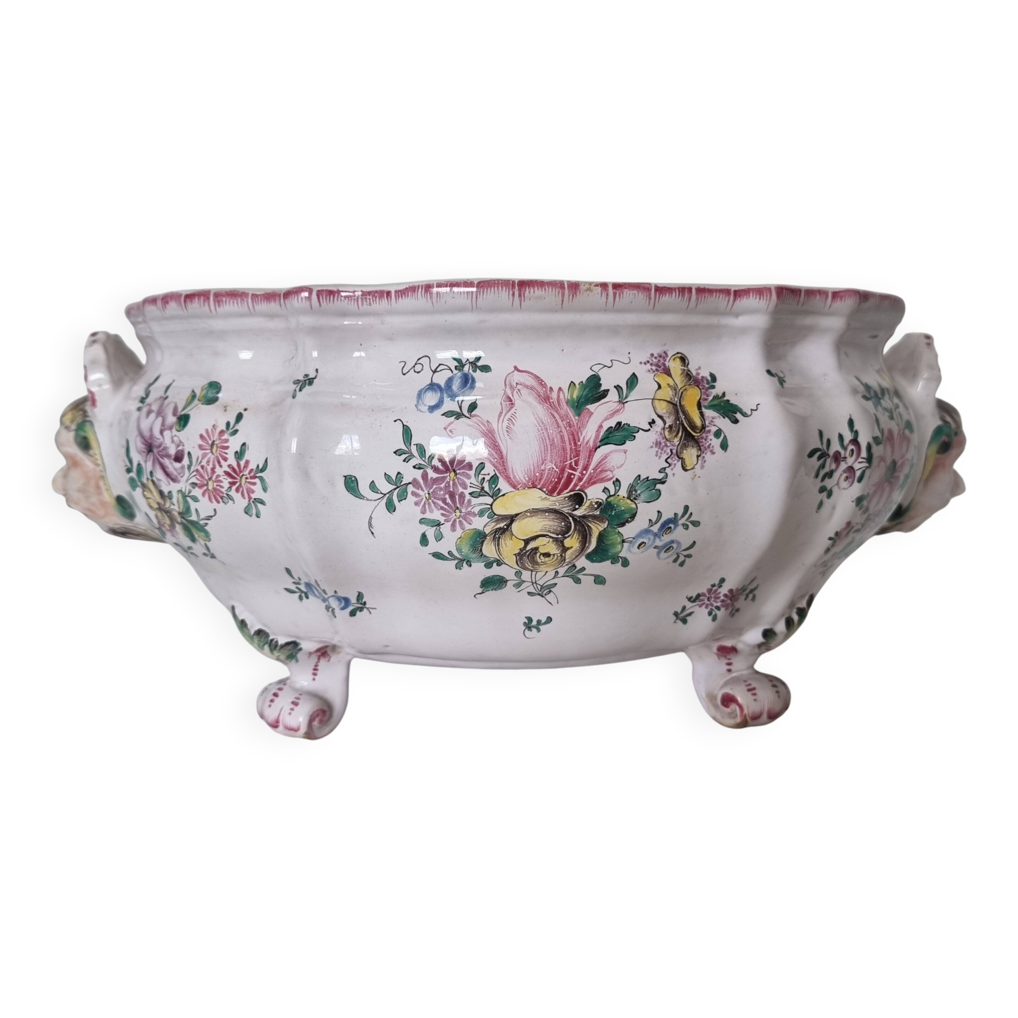 Antique 18th century Marseille earthenware planter by Veuve Perr