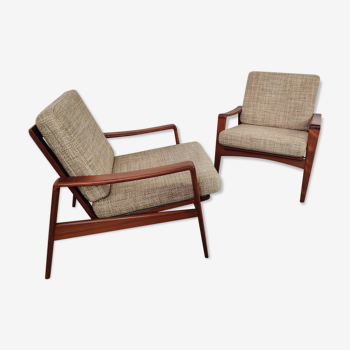 Paire de fauteuils teck Arne Wahl Iversen pour Komfort, Danemark 1960s