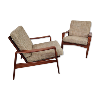 Paire de fauteuils teck Arne Wahl Iversen pour Komfort, Danemark 1960s