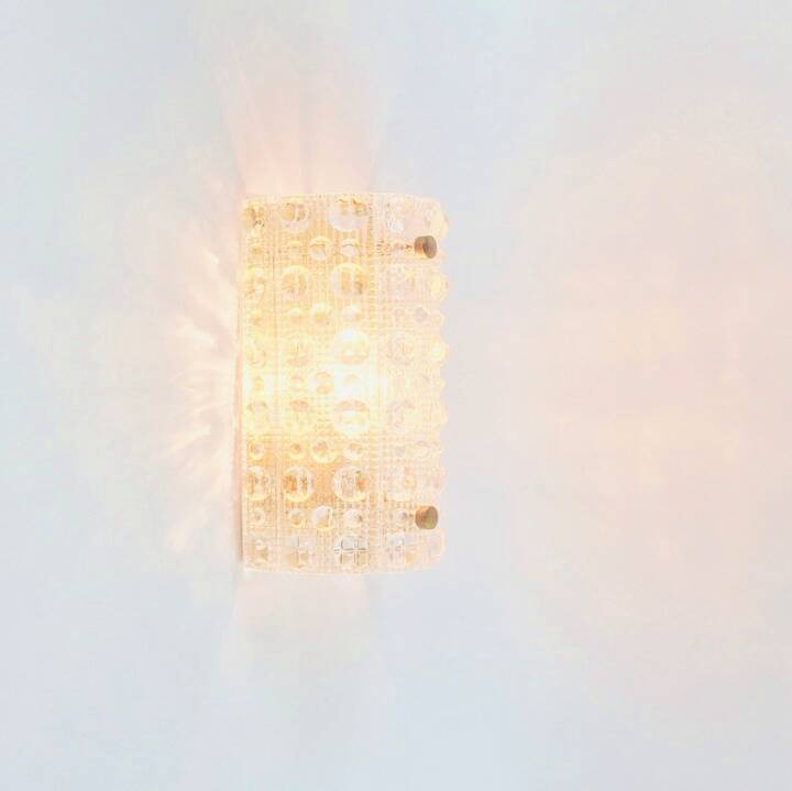 Mid Century Scandinavian Glass & Brass Wall Lamp - C.Fagerlund, 1960s