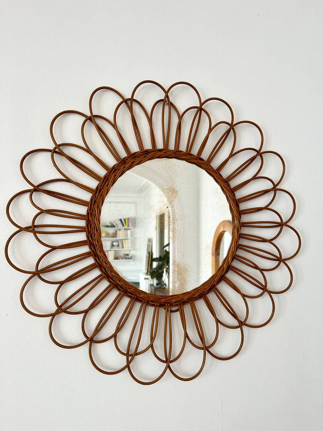 Vintage rattan mirror from the 60s