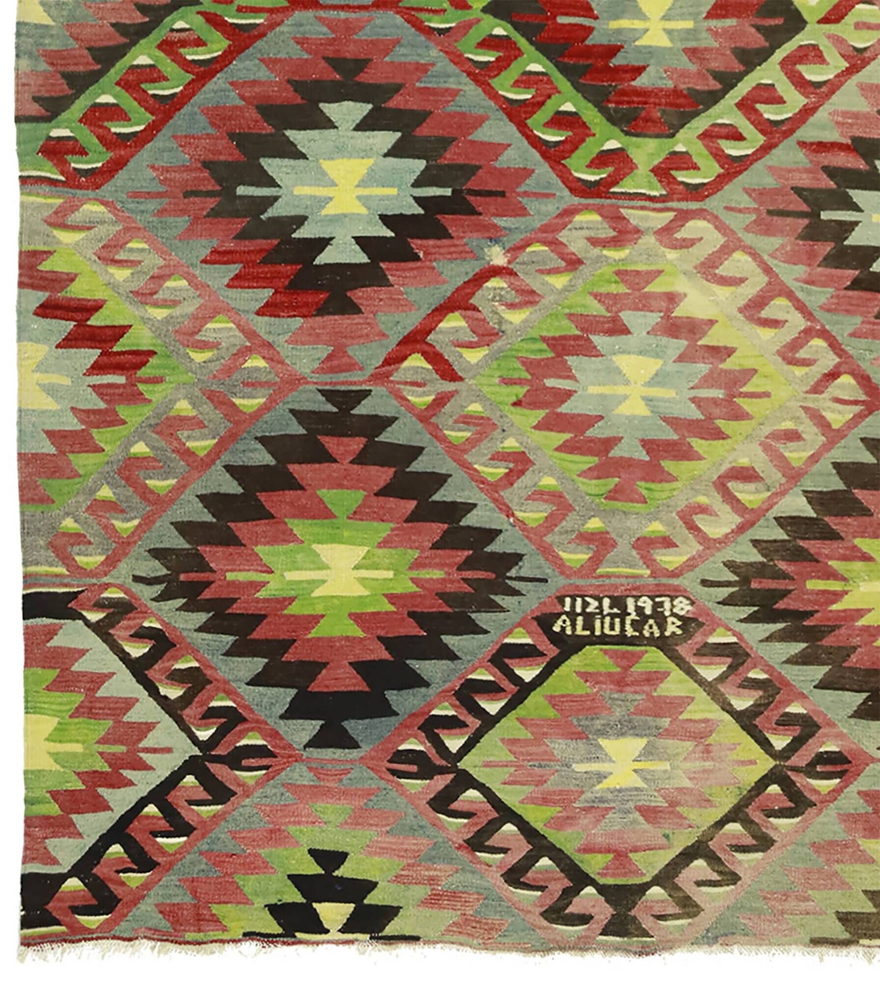 Turkish Kilim Yoruk Vintage 178x284 cm Geometric Beige and Red