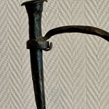 Brutalist candlestick in struck steel 1980