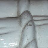 Porte-parapluie vintage italien en céramique blanche style bambou