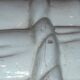 Vintage Italian white ceramic bamboo style umbrella stand