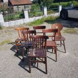 Set of six mismatched Baumann bistro chairs