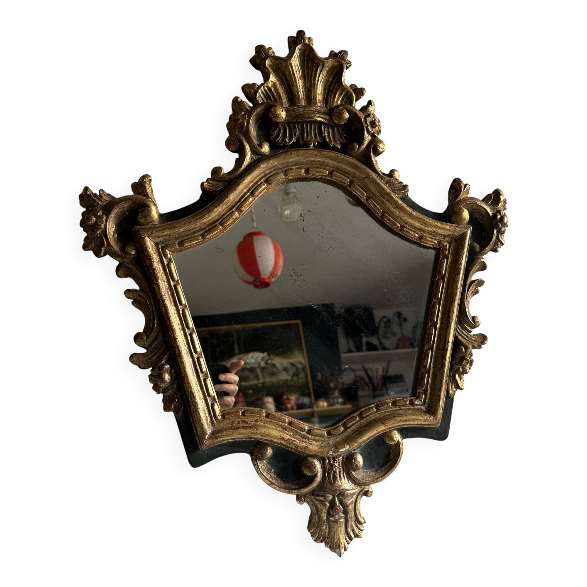 Antique baroque mirror in carved and gilded wood, 19th century