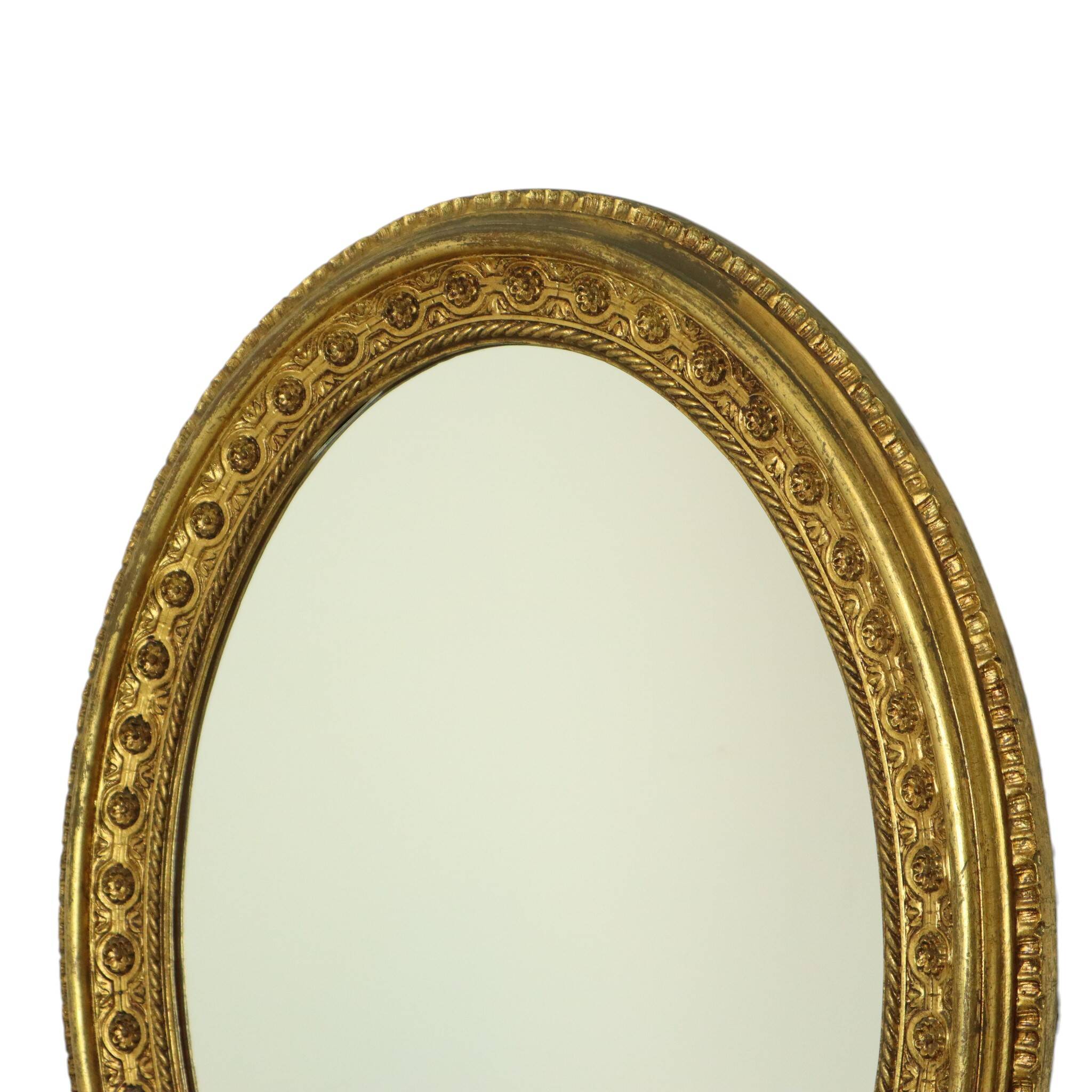 Large Oval Classic Mirror Gold Leaf Baroque Style Flowers 85cm