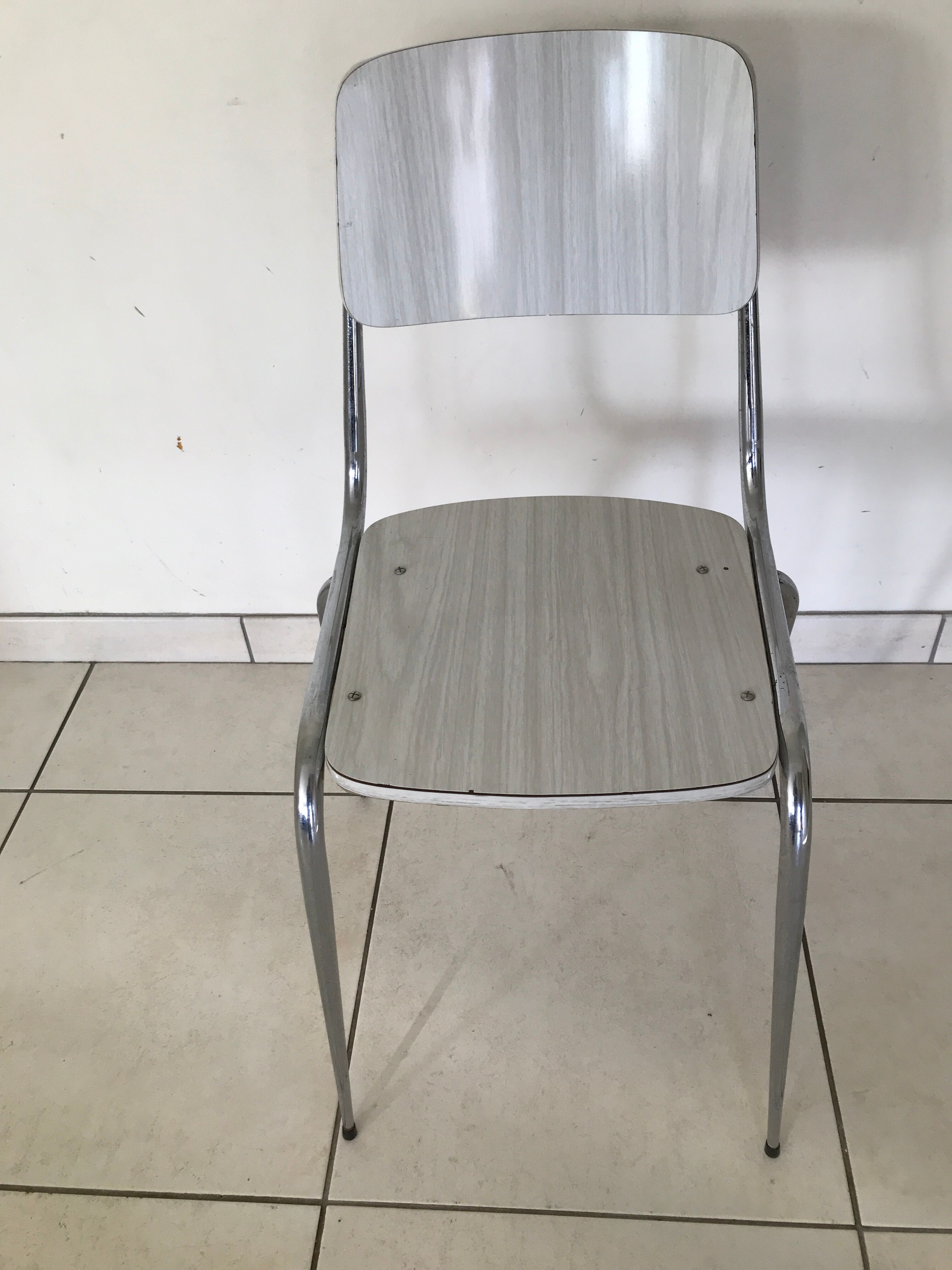 Round table rosewood formica with chairs 70s