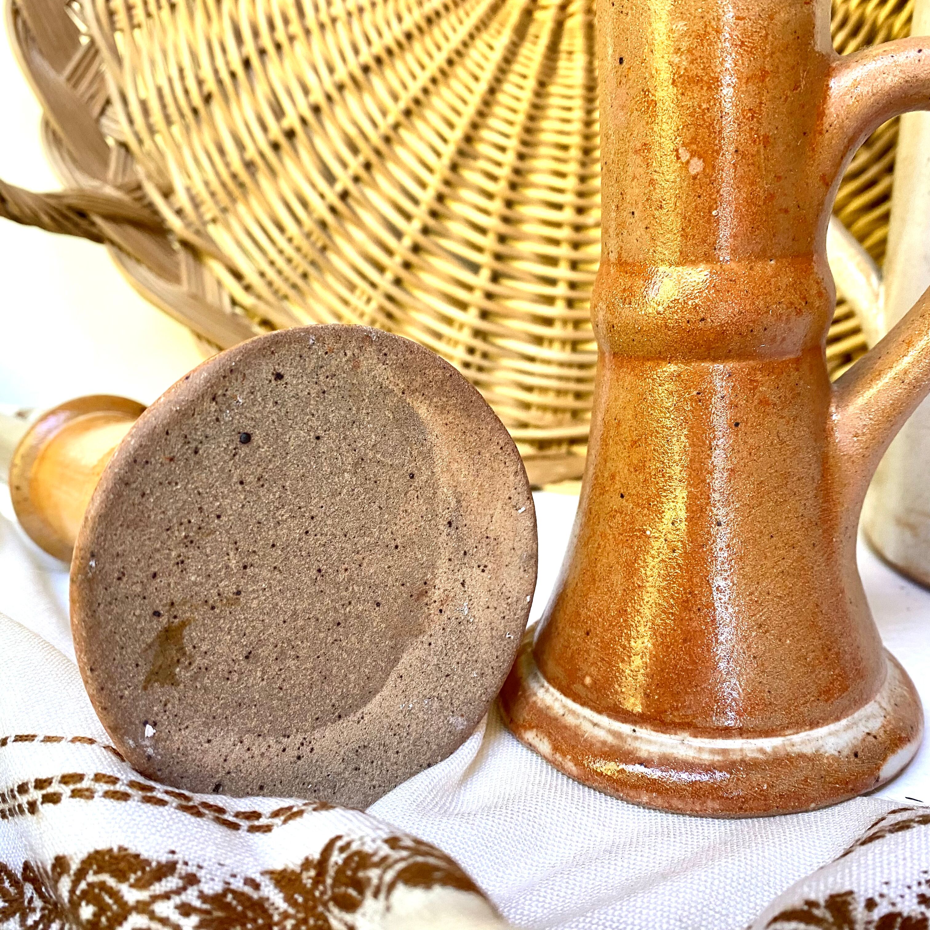 Pair of bohemian sandstone candle holders