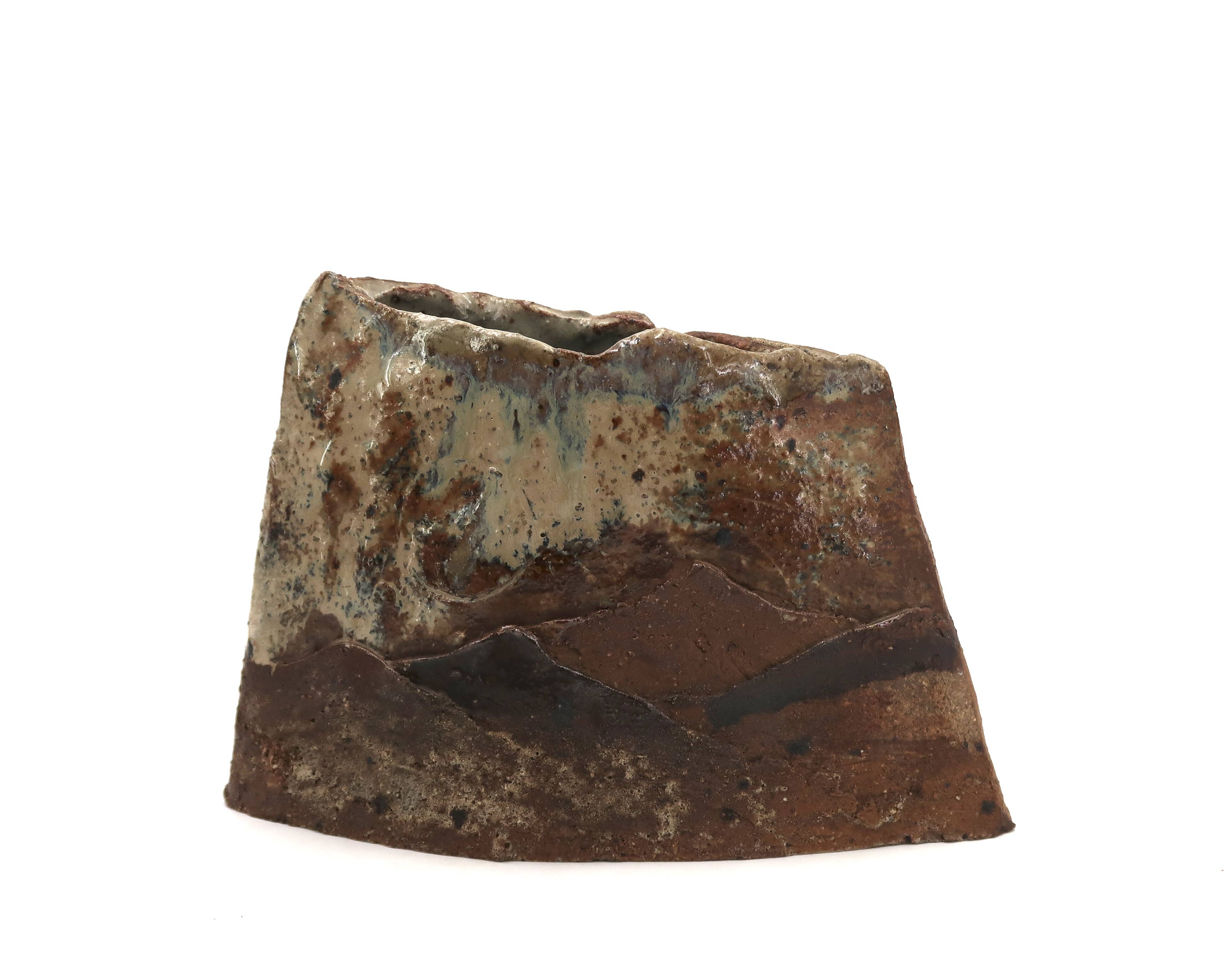Ceramic vase by Claude Gaget, La Borne, stoneware from the 1970s.